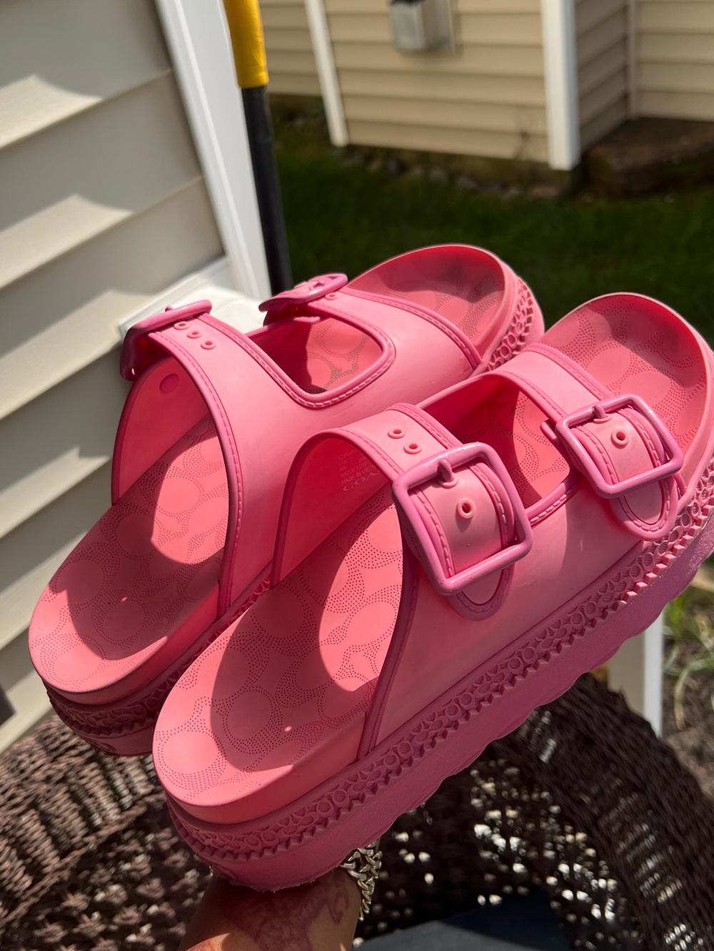 Coach Lainey Pink Platform Slides